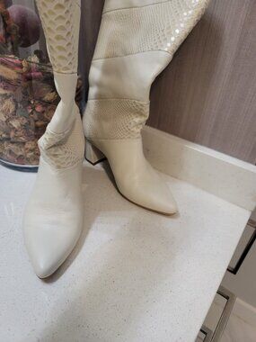 STIVALI New York leather boots women size 37/6.5 White
